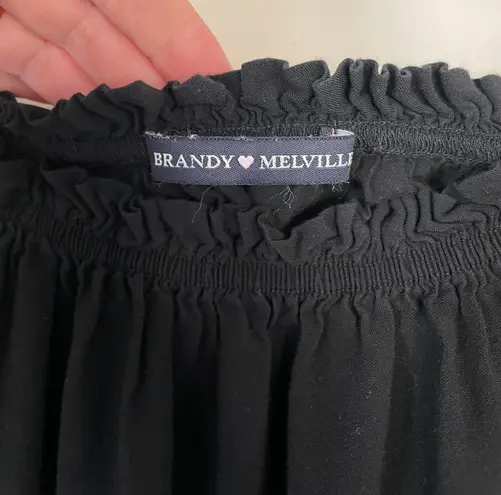 Brandy Melville Off Shoulder Crop Top Womens One Size OS Black Breezy 3/4 Sleeve