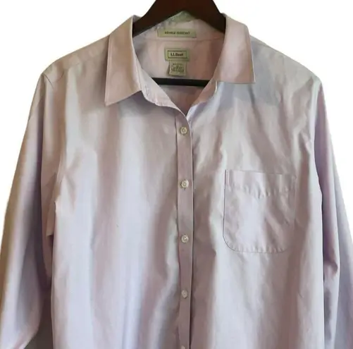 L.L.Bean  Women Cotton Top XL Pale Purple Button Up Minimalistic Workwear Preppy