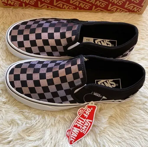 Vans  Asher  Black and Gray Checkerboard Slip-Ons thumbnail 1
