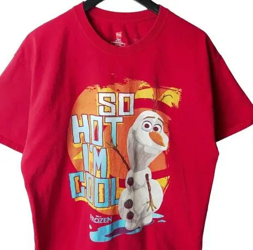 Disney  Frozen Olaf So Hot I'm Cool T Shirt Red XL Extra Large Cartoon Solid Logo