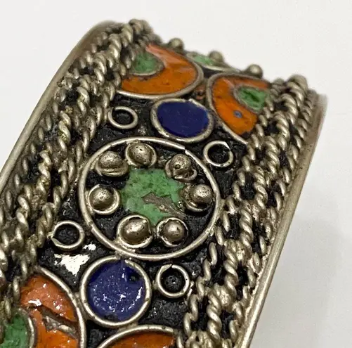 Enamel Inlay Cuff Bangle Bracelet