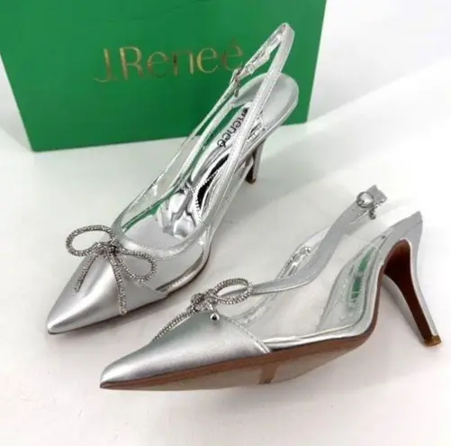 NWT J.Reneé Tadma Glass Slipper Rhinestone Pumps Heels Size 12W Cocktail Wedding Silver