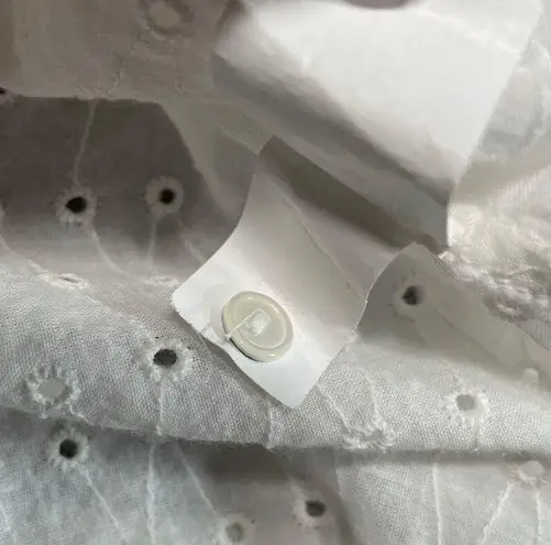 Nili Lotan Shirt Small White Eyelet Classic Capsule Button Up Quiet Luxury