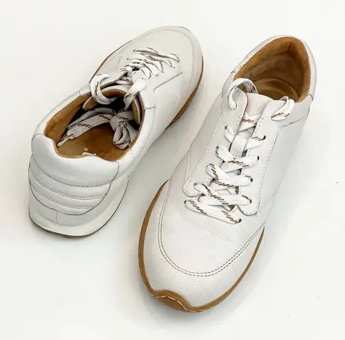 BORN Alma Leather Cream Textured Gum Sole Lace Up Sneakers Women’s Size 8.5 White