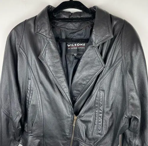 wilson's leather Vtg Y2K Wilson’s Leather Moto Cropped Jacket Sz Medium Biker Asymmetrical