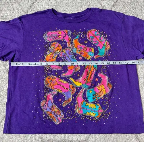 Vintage Purple Cowboy Boot Graphic Embellished T