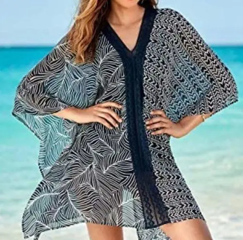 MiracleSuit ‘Lush Life’ midnight floral print swim beach cover-up caftan