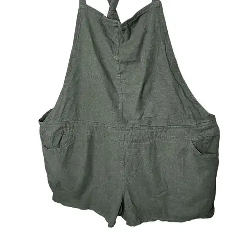 Torrid  Green Linen Blend Short-all Romper Size 3