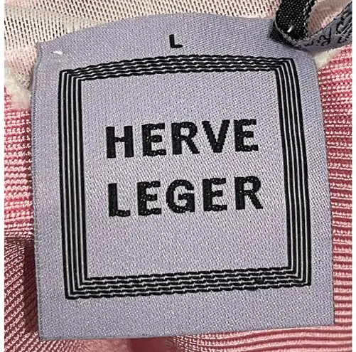 Herve Leger Sleeveless Mesh Pink Ruffle Bodycon Mini Dress