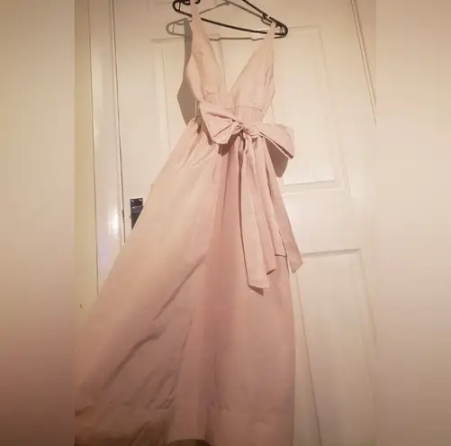 ZARA VOLUMINOUS MIDI DRESS WITH BOW BELT PINK