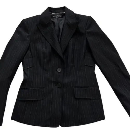 Anne Klein  Suit Black Pinstripe 2 Button Closure Career Blazer Jacket Size 4P