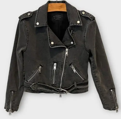 ALLSAINTS Balfern Denim Biker Jacket Size US/2