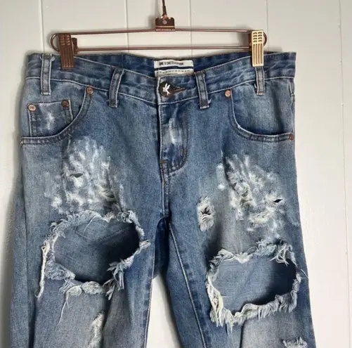 One Teaspoon  Jeans Trashed Freebird Distressed Ripped Skinny Crop Zip Ankle 26