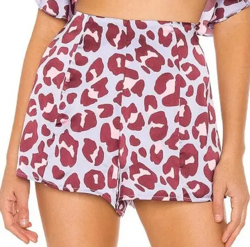 Lovers + Friends  Cox Shorts Leopard Print Size XS pink purple