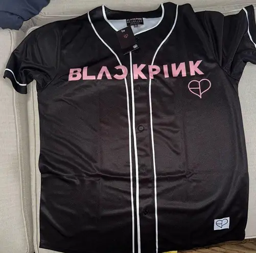 BLACKPINK 16 OFFICIAL DEADLINE TOUR Baseball Jersey NEW size XL w sticker Pack Black