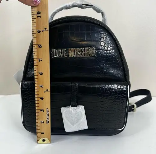 Love moschino NEW Backpack Black Faux Leather Croc-Effect Bag