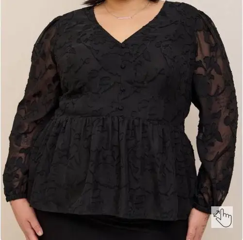 Torrid  Peplum Chiffon Clip Floral Blouson Sleeve Top Size 2X- NWT