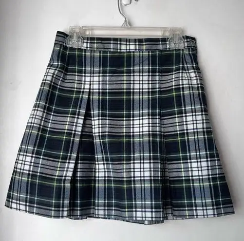 Vintage Navy White Green White Yellow Plaid Schoolgirl Pleated Skirt S