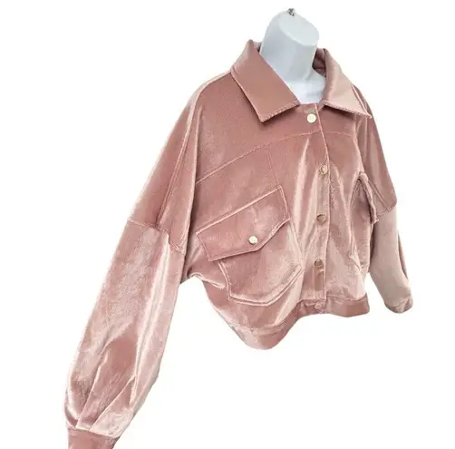 Pretty Little Thing  Pink Cropped Corduroy Trucker Jacket Size 12 Casual Streetwear