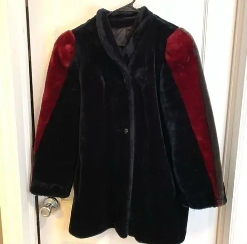 Borg vintage faux fur sleeve jacket Black Size L