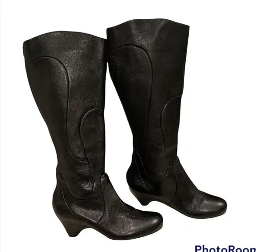 Corso Como Black Leather Seamed Tall Boots