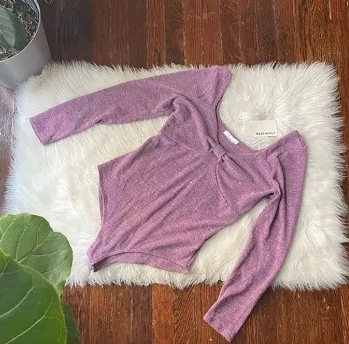 Lavender Purple Bodysuit Coquette Bow Front NWT Size L