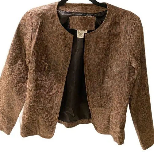 Live a Little 100% Leather Jacket Leopard pattern zippered