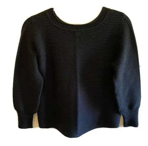 Cyrus Black Long Sleeve Round Neck Ribbed Tight Knit Sweater Size Petite Medium