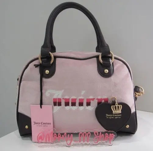 Juicy Couture NWT  Tik Tok Viral Pink Velour Retro Vibe Satchel Bowler