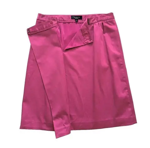 Talbots  Skirt Raspberry Pink Faux Wrap Pockets Career Dressy Lined Skirt Size 8