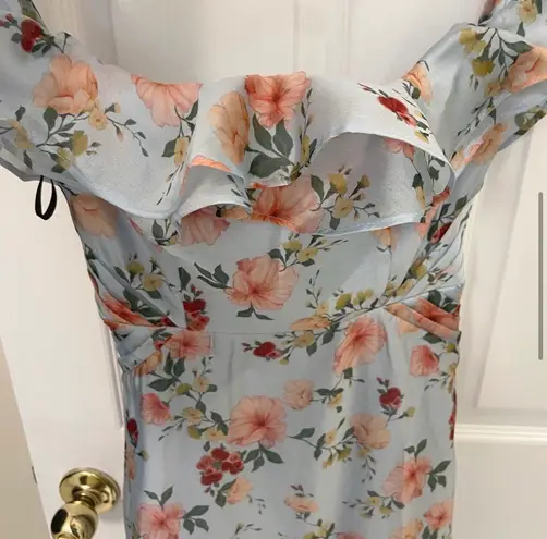 Majorelle Godfrey Gown Blue Floral Off The Shoulder Dress Size XS