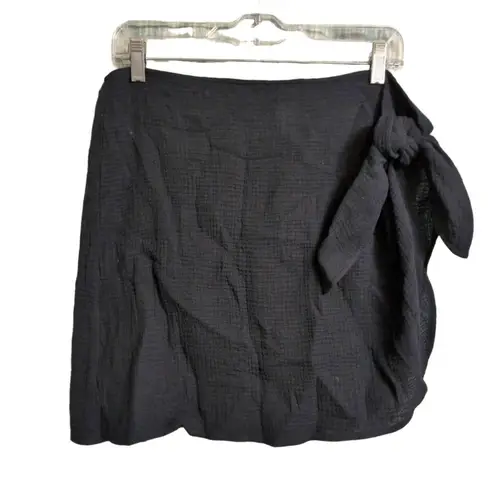 ANDIE NWT Flores Sarong Black Wrap Tie Side Textured Mini Skirt Cover Up S/M