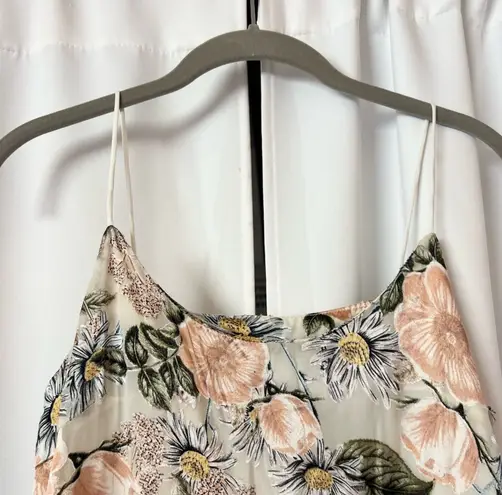 New Summer Floral Print Satin Barbie Sleeveless Midi Dress Size Medium Multi