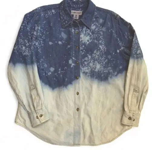 Cabin creek Vintage Denim Bleach Ombre Dye Women’s Shirt  Large