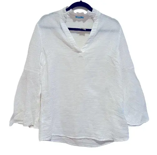 J. McLaughlin WHITE BEACH COTTON COVERUP TUNIC TOP M