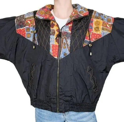 Vintage 80s RE Sport Tribal Windbreaker Bomber Jacket Size M