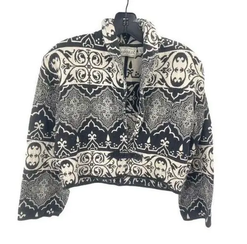 Flashback vintage Tribal Jacket Crop Woven Cotton tapestry coat Black Small