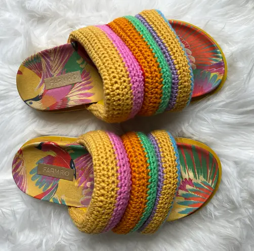 Farm Rio Colorful Toucan Crotchet Anatomic Sandals