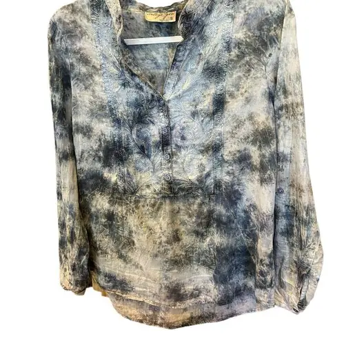 Vintage Goa Tie Dye Tunic with Floral Embroidery