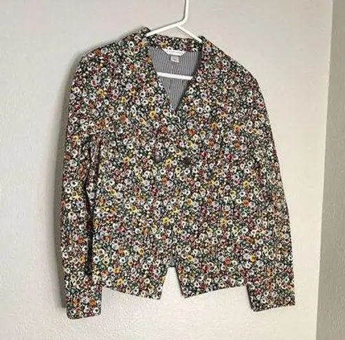 Christopher & Banks  Blazer Jacket Womens Size L Multicolor Floral Cotton Blend