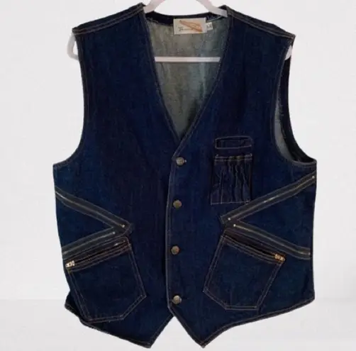 Vintage Y2K 1999 Embroidered Sturgis Biker Denim Vest Size Large Size M