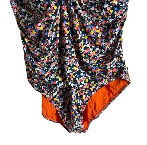 Anne cole Twist Front Shirred Confetti Multicolor One Piece Swimsuit Plus 22W