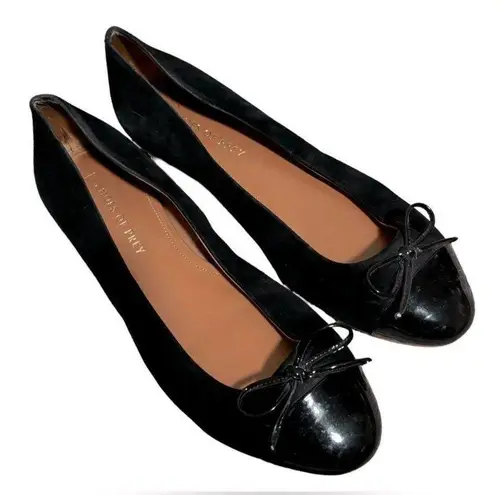Shoes of Prey Black Suede Leather Bow Ballet Flat