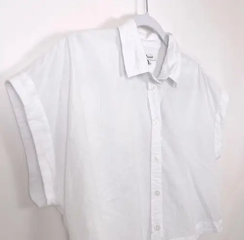 Madewell  Crop Dolman Linen Short Sleeve Shirt in White Size Medium