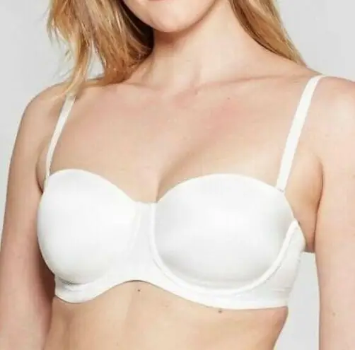 Auden Lightly Lined Straps or Strapless Underwire Bra Off White 32D Size undefined