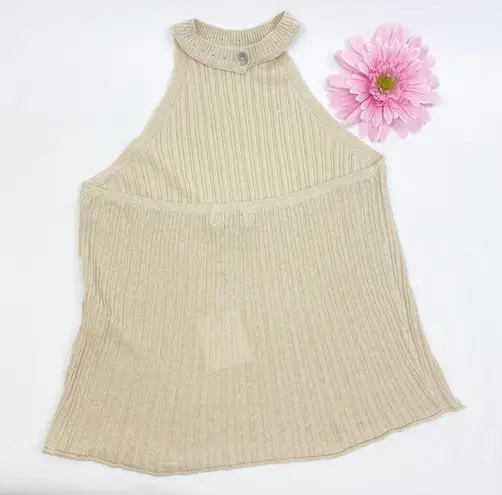 L'Academie L’Academie X Revolve Linen Cotton Thalia Knit Halter Top: Tan