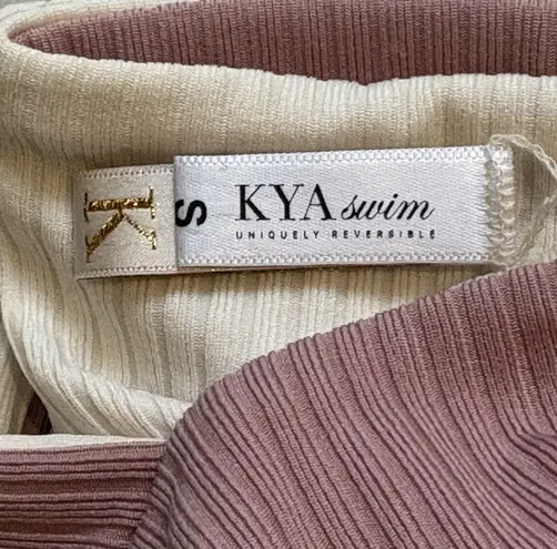 NWT Kya Swim Reversible Ribbed Bikini Top Lola S Revolve Lace Up Soft Girl Boho Pink