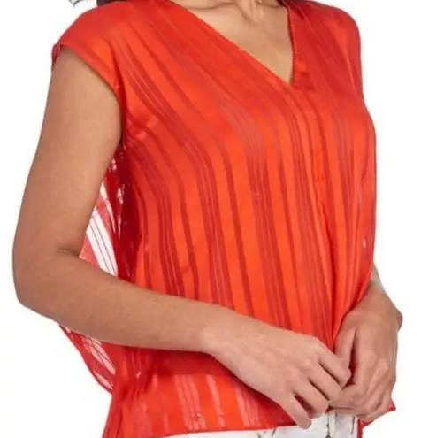 Rachel Roy Neon Tigerlily Burnout Silky Top, Red/Orange Size L New w/Tag