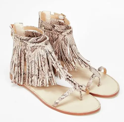 JustFab  Winnifred reptile fringe sandals size 6½