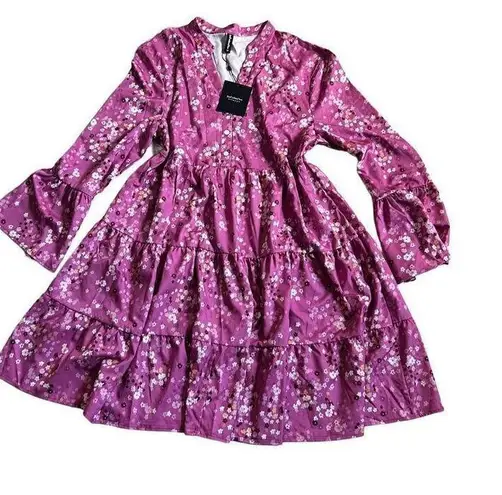 JUST FASHION NOW Satin Floral PrintDress size XXL Pink